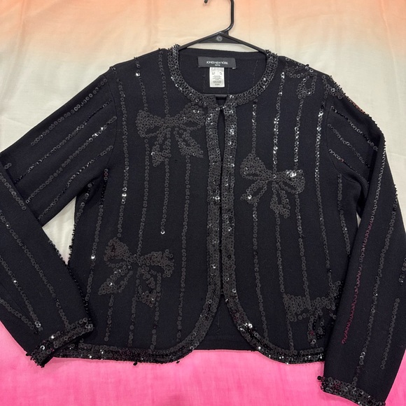 Jones New York Black Sequin Bow Jacket - Picture 2 of 7